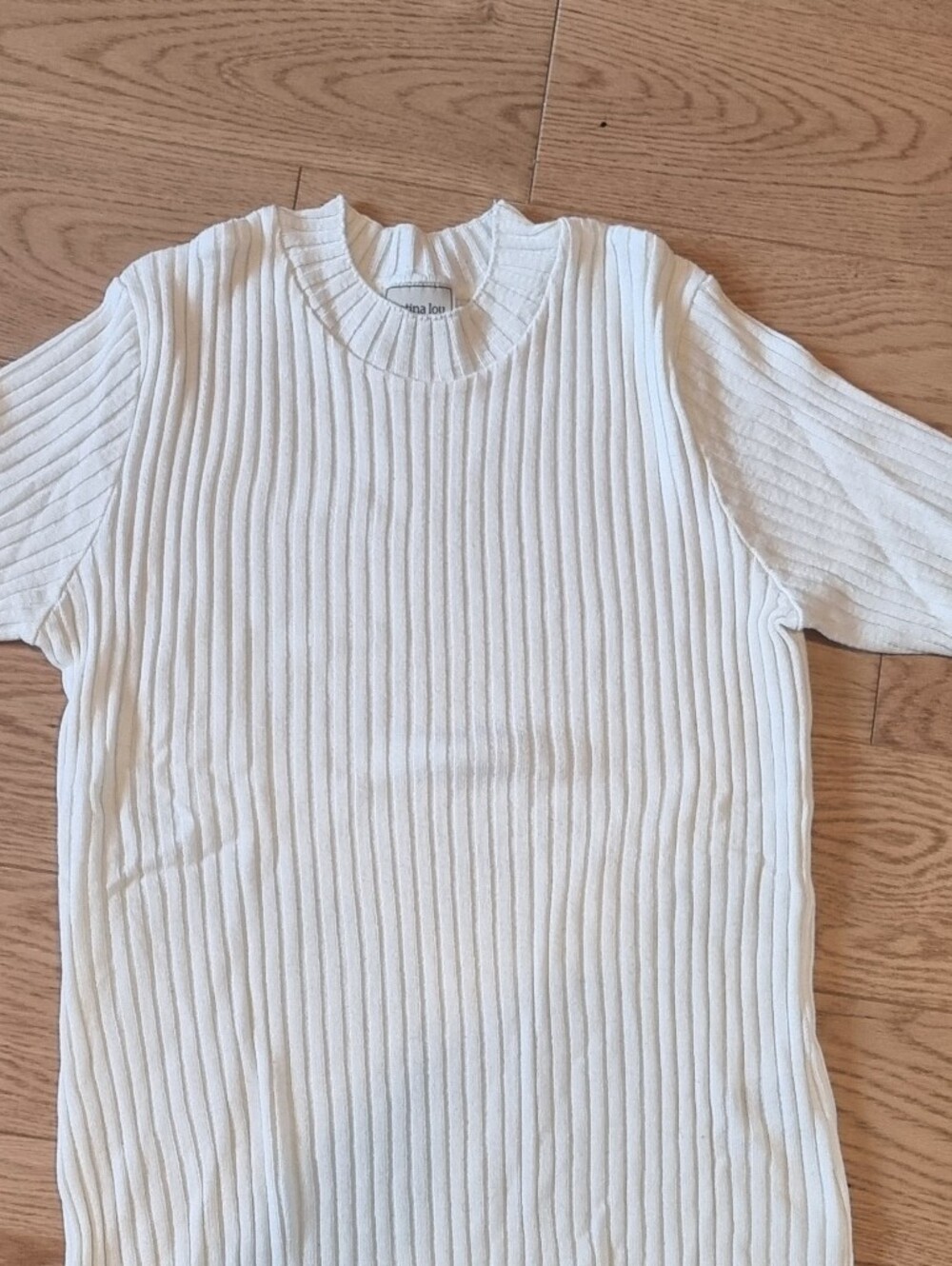 Ribbed Short-Sleeve Knit Top - Cream
